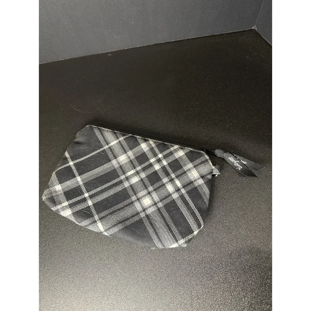 Thirty-One Black White Plaid‎ Cosmetic Bag Travel Pouch Makeup Organizer 7.5x5